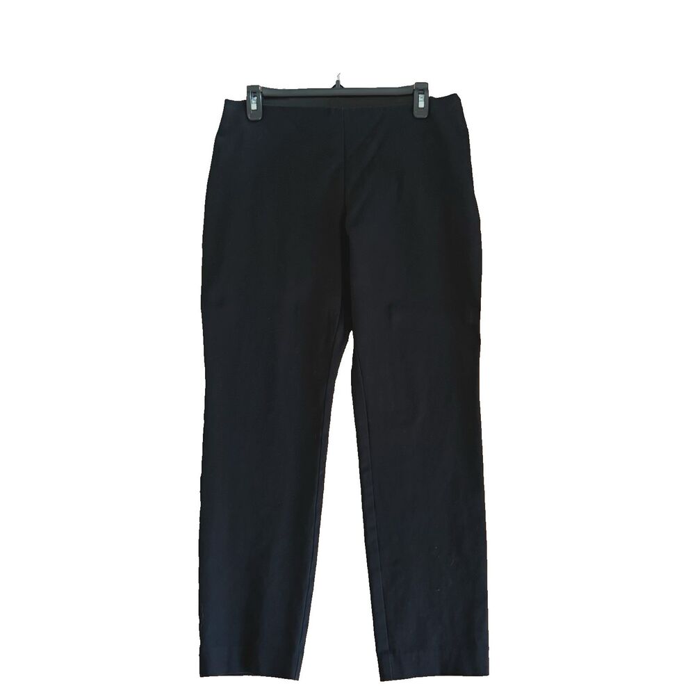 Women's A New Day Mid Rise Stretch Slim Fit Black Ankle Pants Side Zipper Sz 10